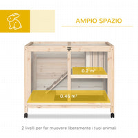 Conigliera Gabbia per Conigli 91,5x53,3x73 cm 2 Piani in Legno