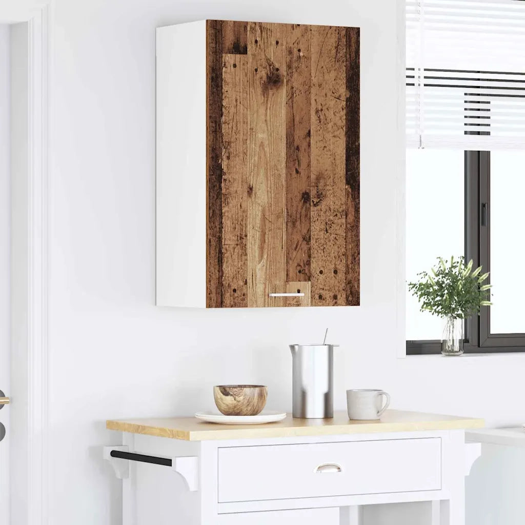 Armadio pensile con porta Legno Antico e Bianco 50 x 31 x 80 cm 884272