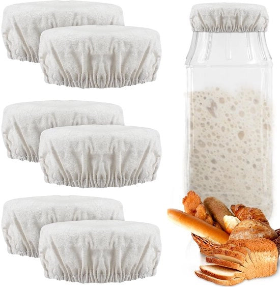 Set di Deksels per Fermentazione a 6 pezzi - Adatti per contenitori da 7,6 a 10,1 cm - Felt in cotone respirante - Ideali per la fermentazione - Sottilette per Sourdough e Kombucha - Diametro 10-11 cm - Deksels per fermentazione