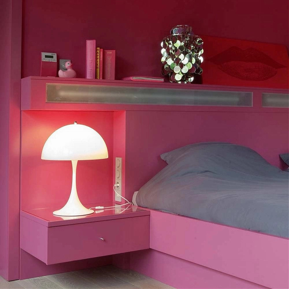Trade Shop - Lume Moderno Bianco Abat Jour Attacco E27 Lampada Da Tavolo Scrivania Lumetto D12 -