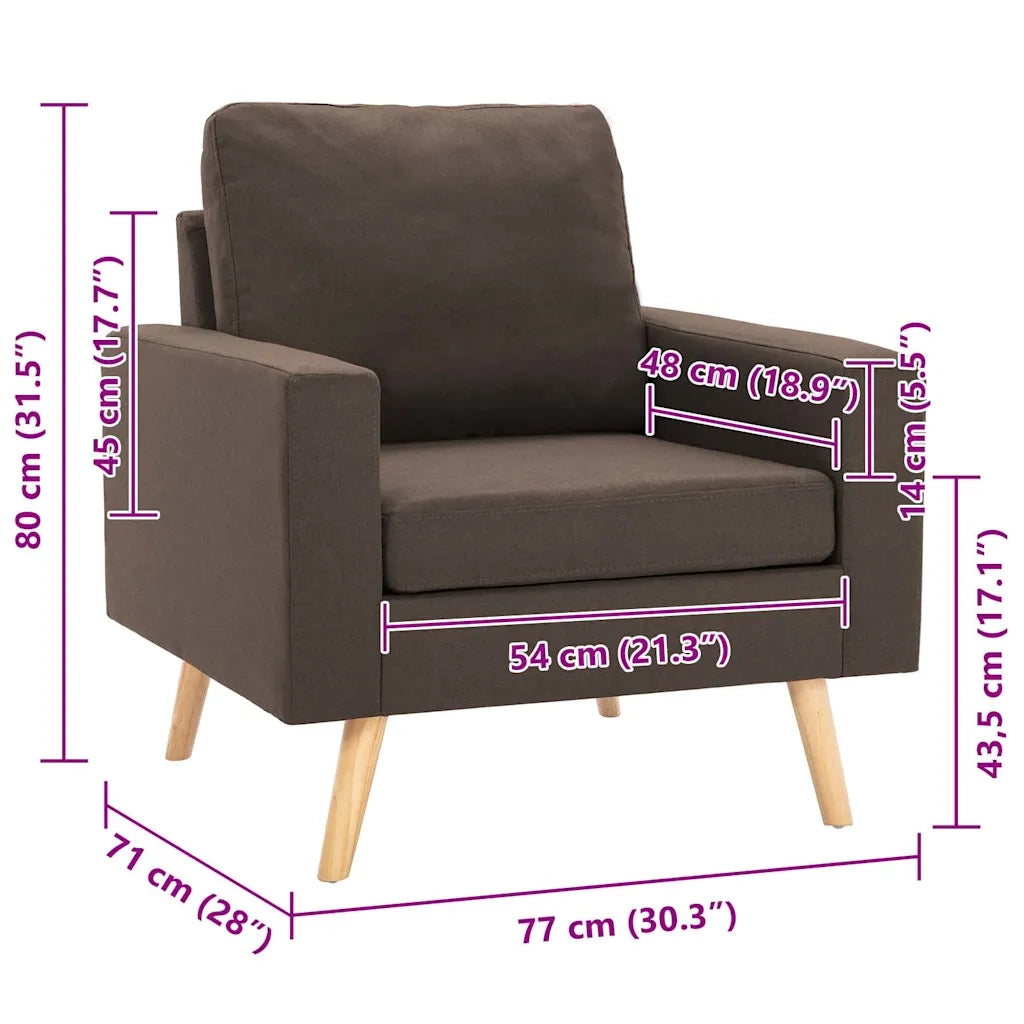 Poltrona-Divano Sedia-Poltroncina Marrone in Tessuto 365502
