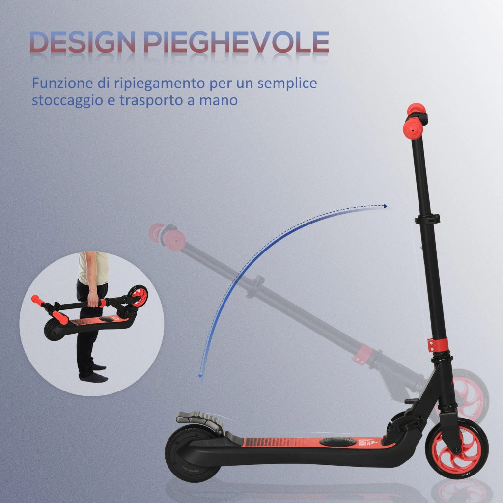 Monopattino Elettrico Pieghevole per Bambini ¨C zephmum ¨C Nero e Rosso, 71x36.5x75-80 cm