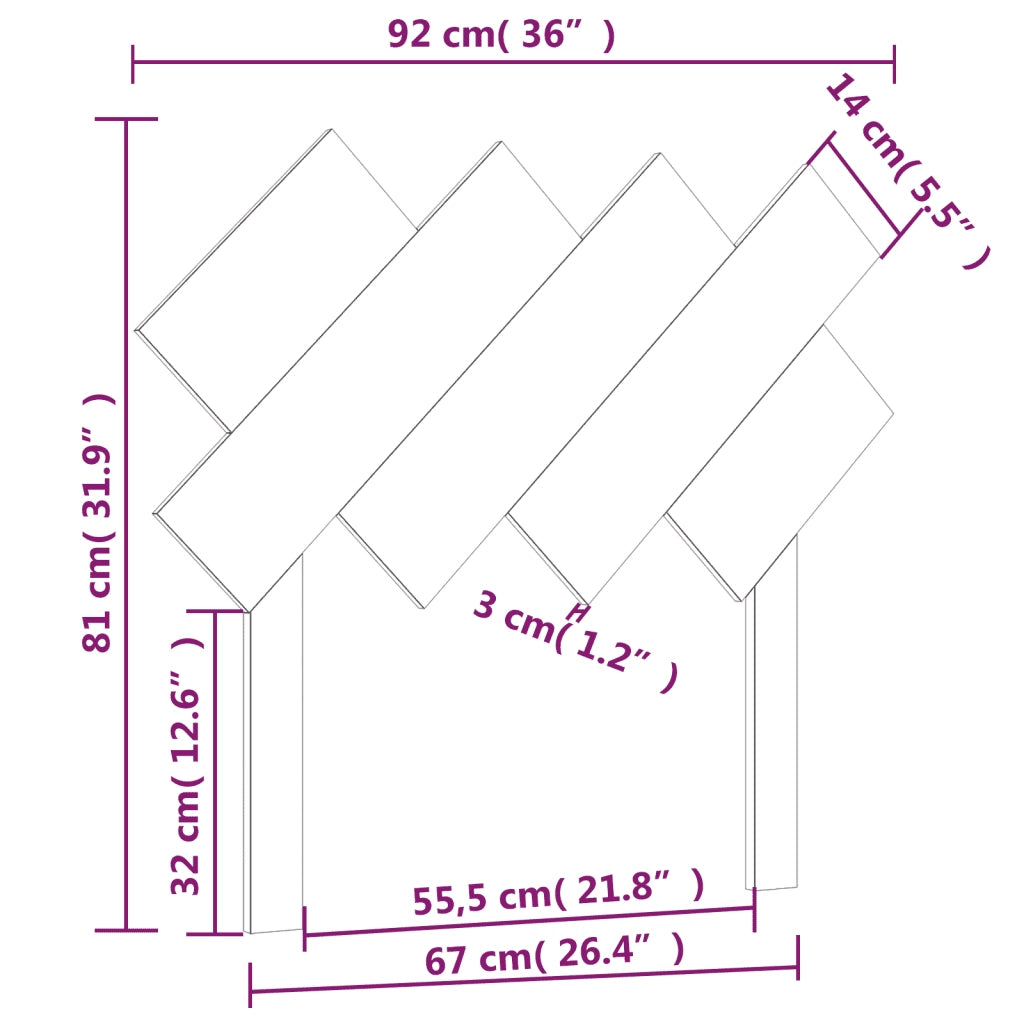 Testiera per Letto Bianca 92x3x81 cm in Legno Massello di Pino 819201