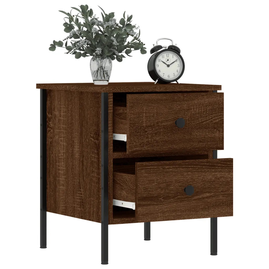 Set di 2 Comodini | Armadio da Notte | Mobiletto da notte Rovere Marrone 40x42x50 cm in Legno Multistrato