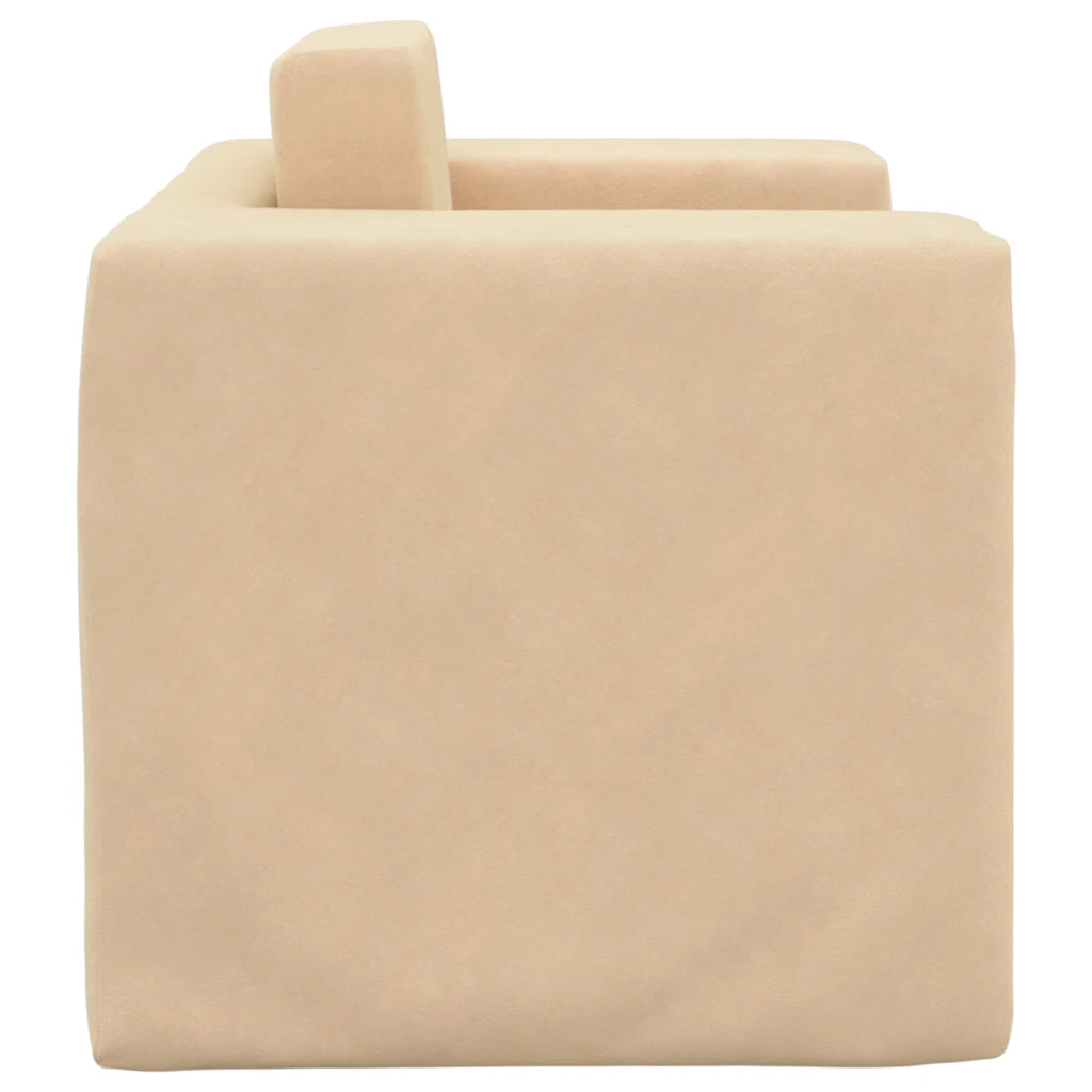 vidaXL Divano Letto per Bambini Crema in Morbido Peluche
