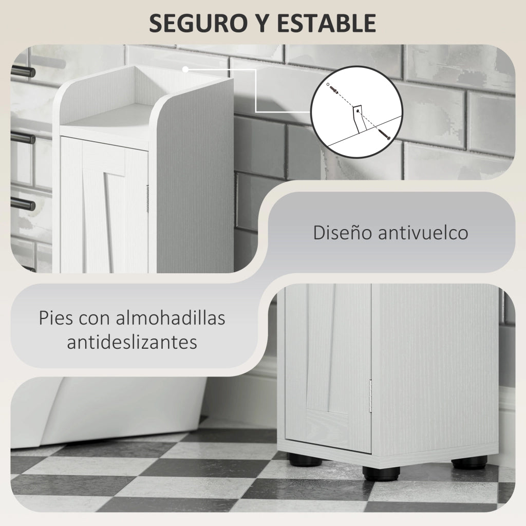 Colonna Bagno con 2 Ante e Ripiani Ajustabili ¨C Zephmum ¨C 20x20x185 cm Bianco