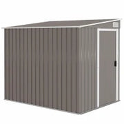 Capanno Attrezzi in Metallo 1.5x2m con Base, Porta Scorrevole e Tetto Inclinato, Grigio Chiaro