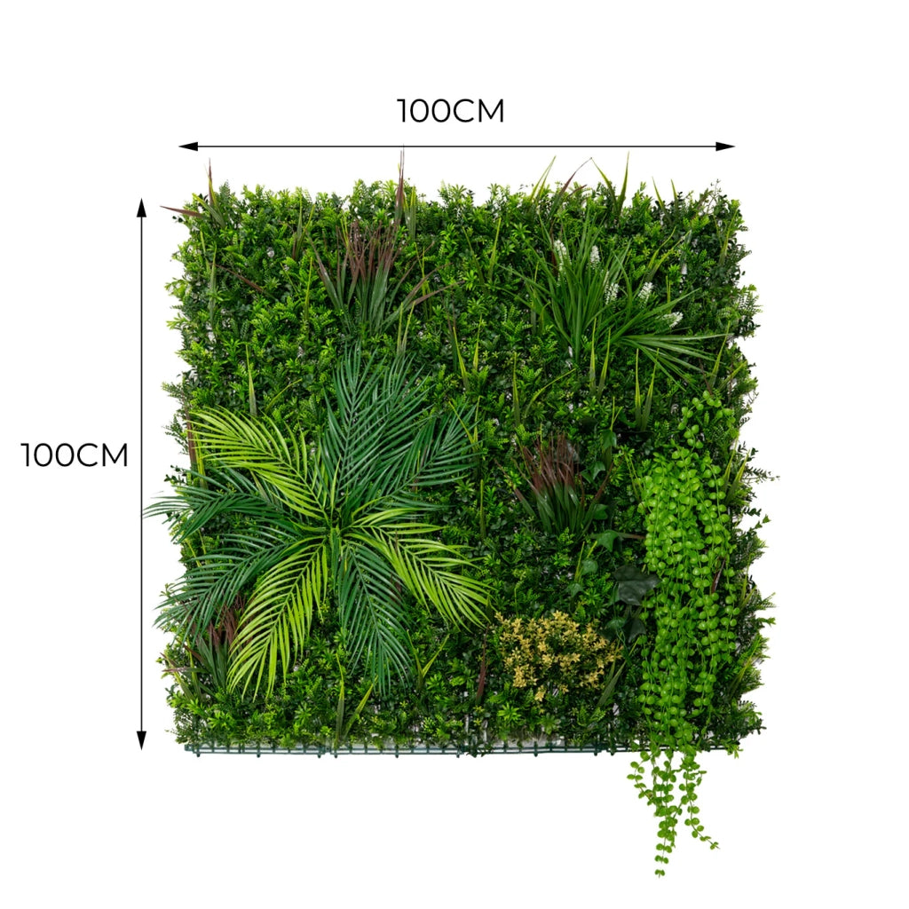 Piastrelle da Parete con Piante Artificiali 1m x 1m (2pz) Pannello Erba Alina per Giardino e Arredo Casa