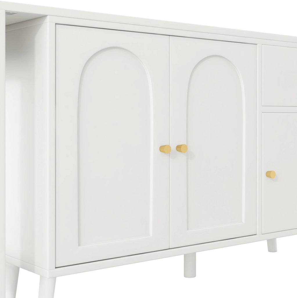Scrivania girevole 2 in 1 con sideboard bianco