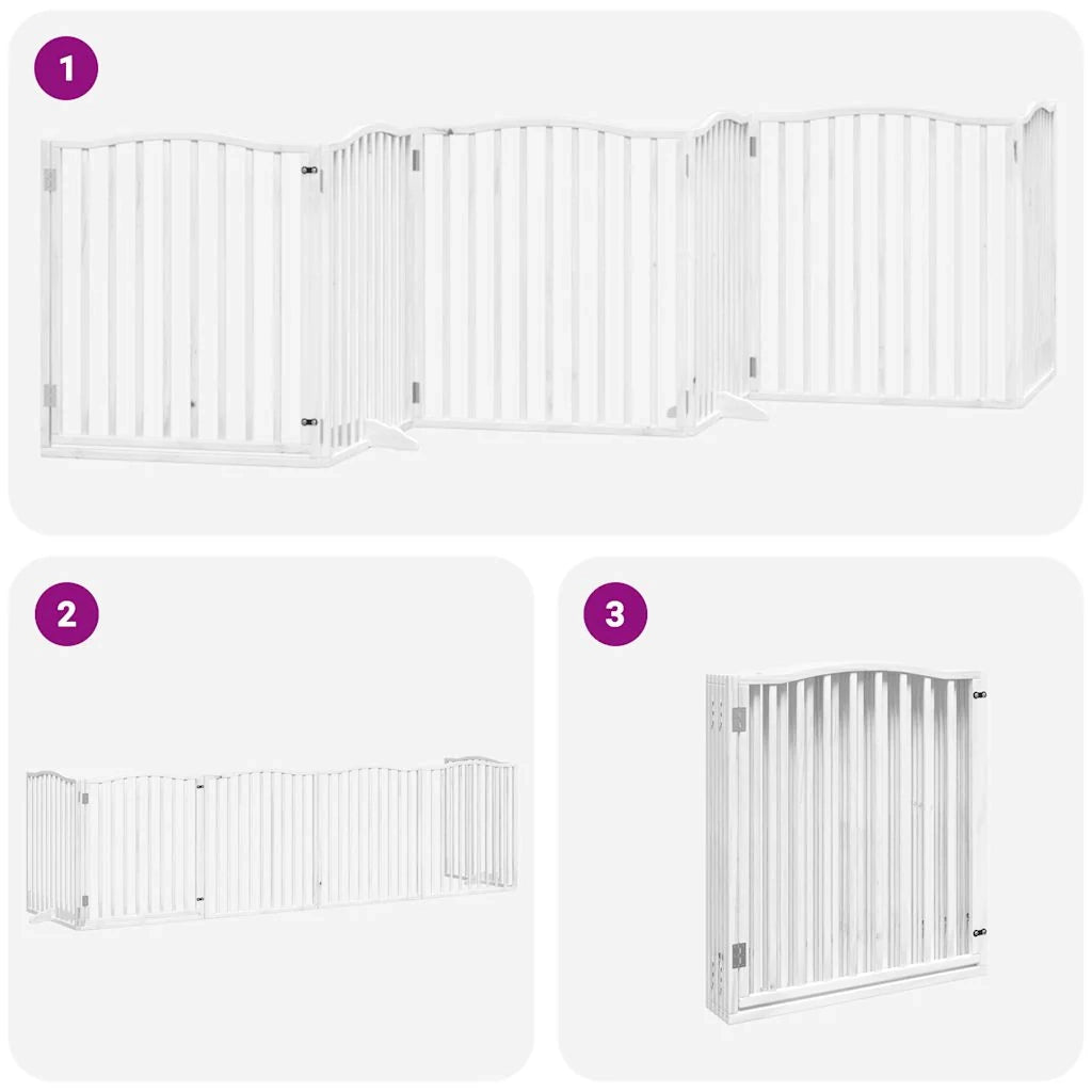 Cancelletto di sicurezza per animali domestici porta pieghevole 6 pannelli legno di pioppo bianco 02_0023232
