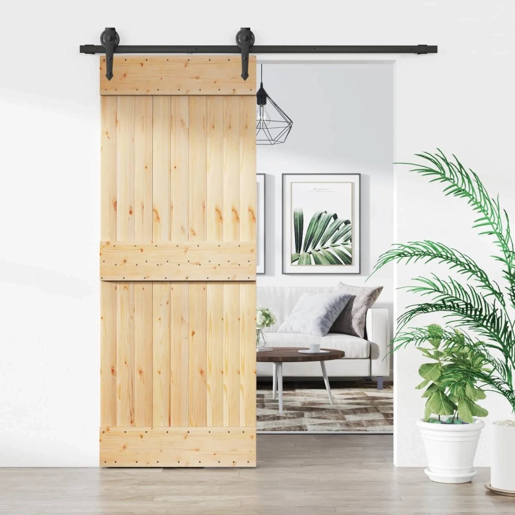 Porta scorrevole Naturale e Nero 80 x 210 cm