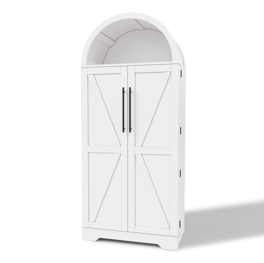 Armadio contenitore bianco 70x40x165 cm con ripiani aperti e ante