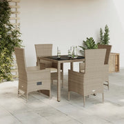 Set da Pranzo da Giardino 5 pz con Cuscini Beige in Polyrattan 3277570