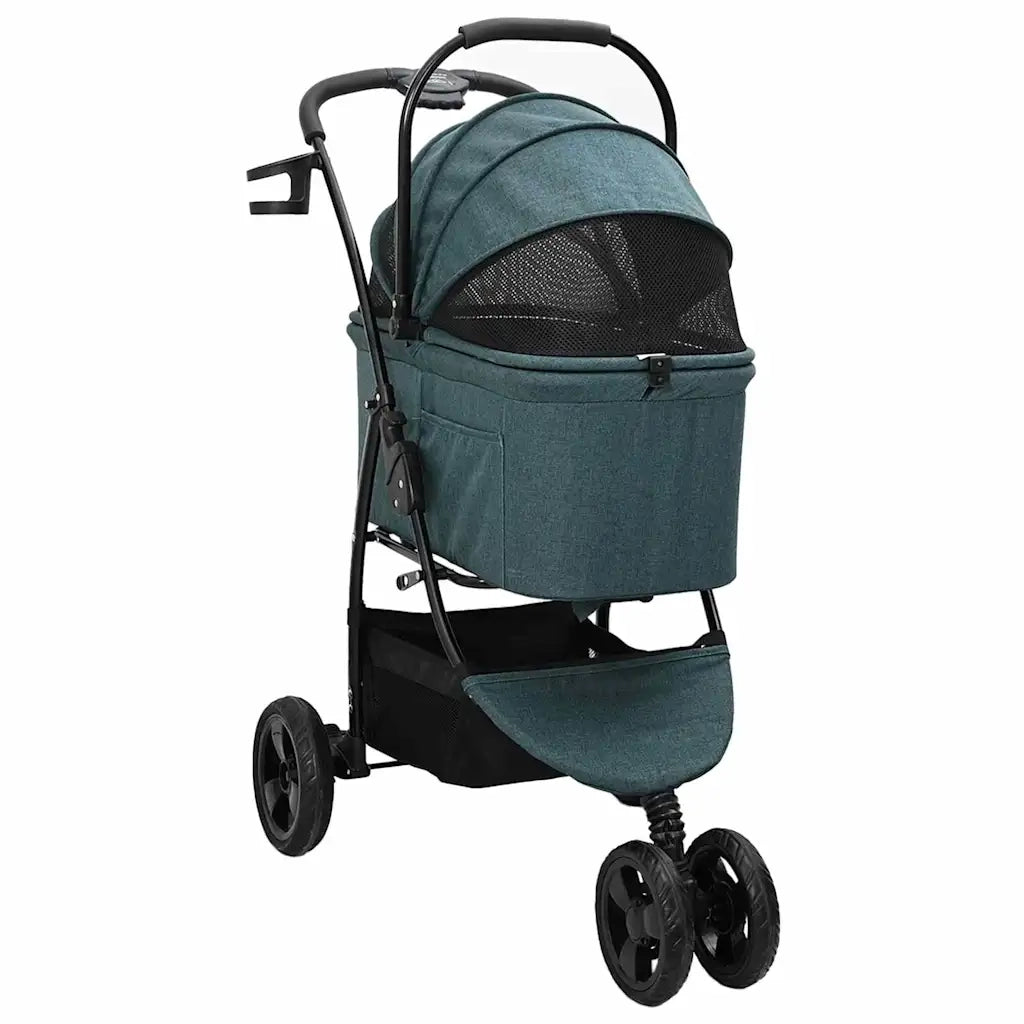 vidaXL Passeggino pieghevole per animali Verde 78 x 54 x 101 cm