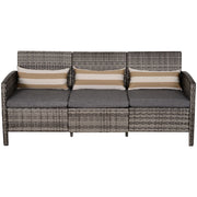 EasyComfort Divano 3 Posti da Esterni in Rattan (PE) con Cuscini Imbottiti e Sfoderabili, Giardino/Terrazzo, 173x68x78cm