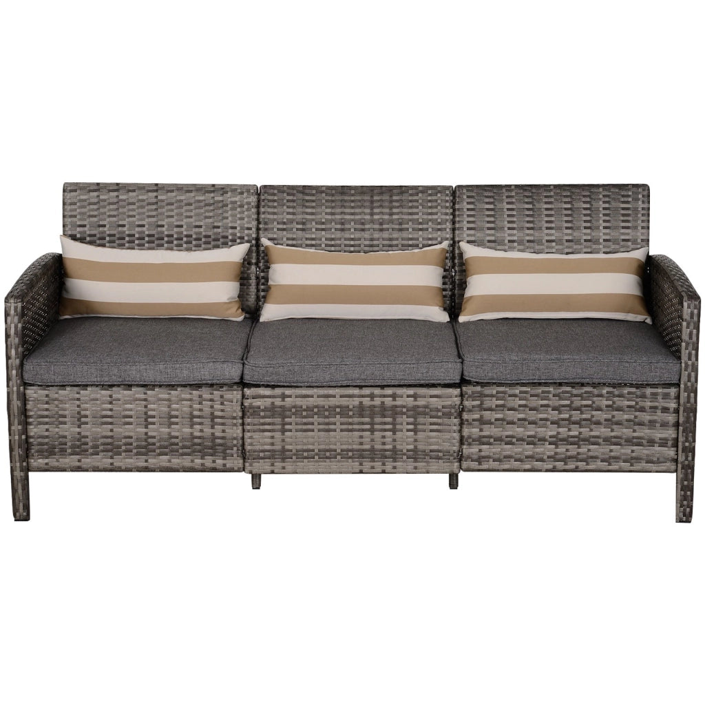 EasyComfort Divano 3 Posti da Esterni in Rattan (PE) con Cuscini Imbottiti e Sfoderabili, Giardino/Terrazzo, 173x68x78cm