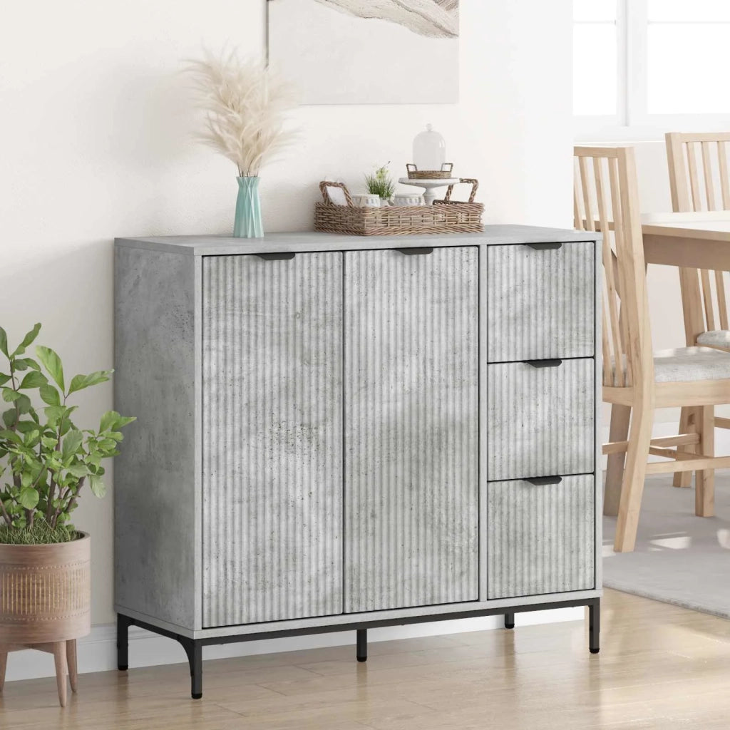 Credenza Grigio cemento 89,5 x 33 x 82 cm Legno multistrato 883457