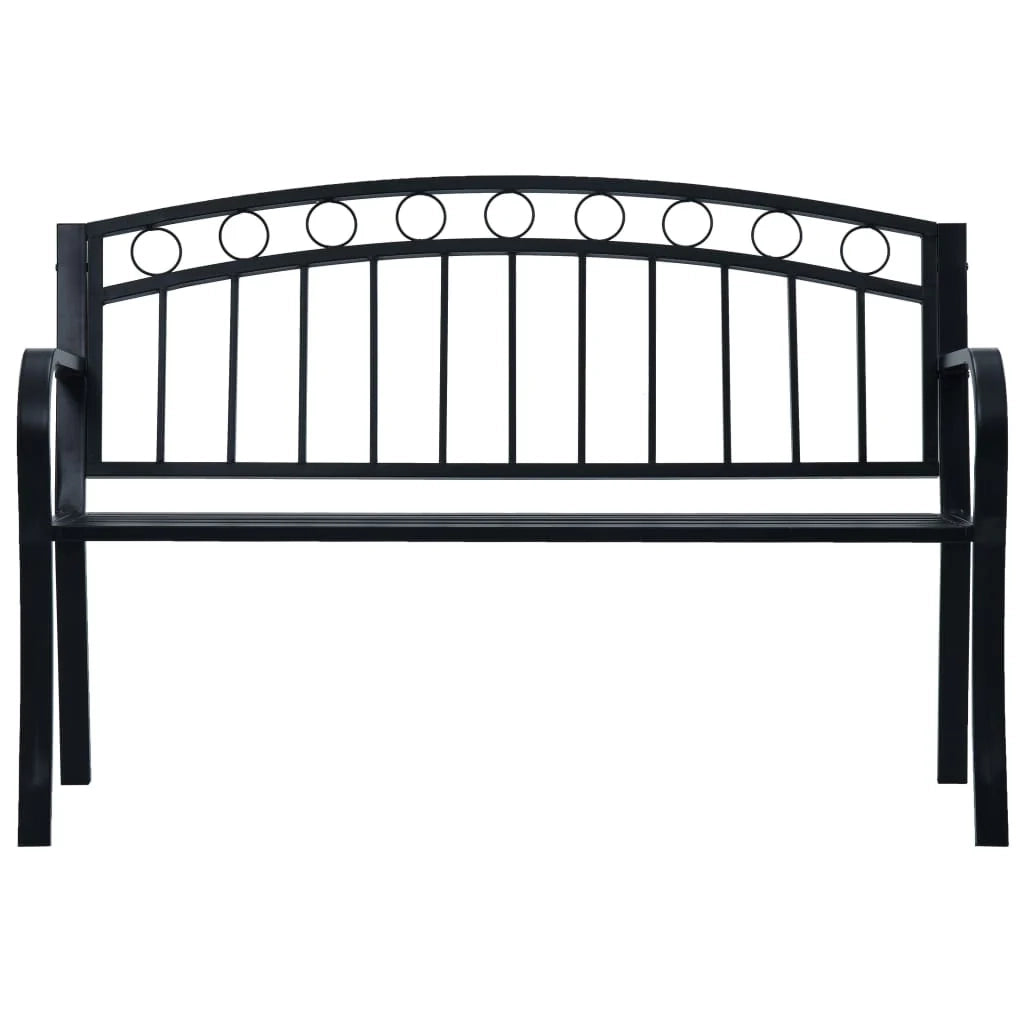 Panca da giardino arredo da esterno terrazza 125 cm acciaio nero 02_0011232