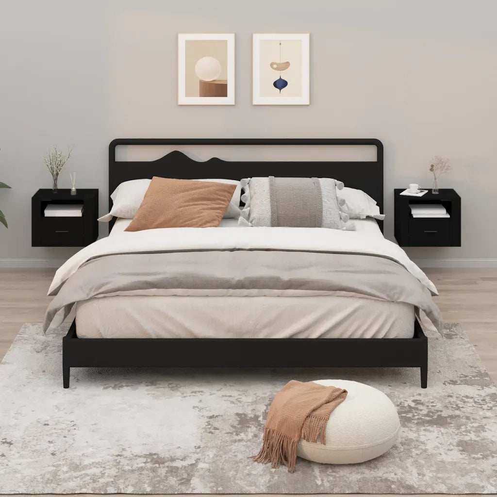 Comodini a Muro 2 pz Nero 50x36x40 cm cod mxl 30652