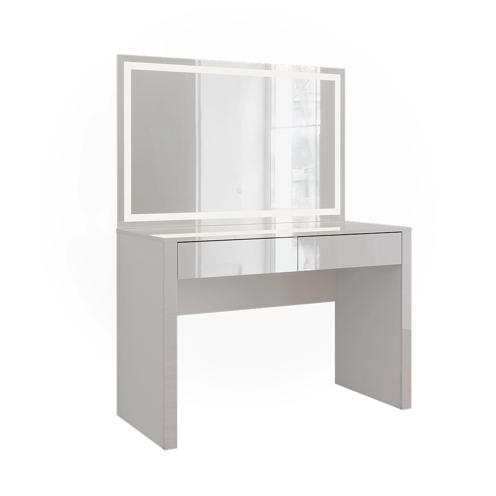 Vicco Tavolo da toilette Bianco lucido/bianco 110 cm con specchio a LED