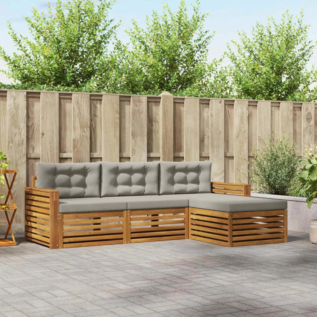 Set di divani da esterno 4 pcs Grigio Naturale e Chiaro 3373266