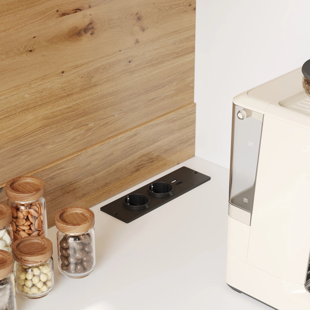 Credenza con LED e presa integrata, 4 vani, portabottiglie e piano d'appoggio, in MDF bianco effetto legno 120 × 40 × 180 cm