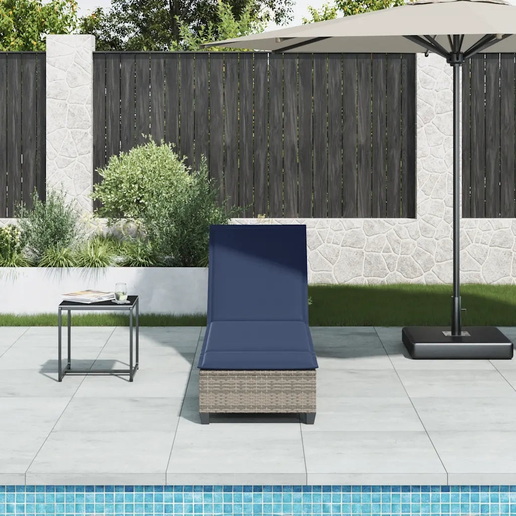 Lettino Prendisole | Sdraio da giardino | Lettino da sole con Cuscini Grigio 55x200x25,5cm Polyrattan