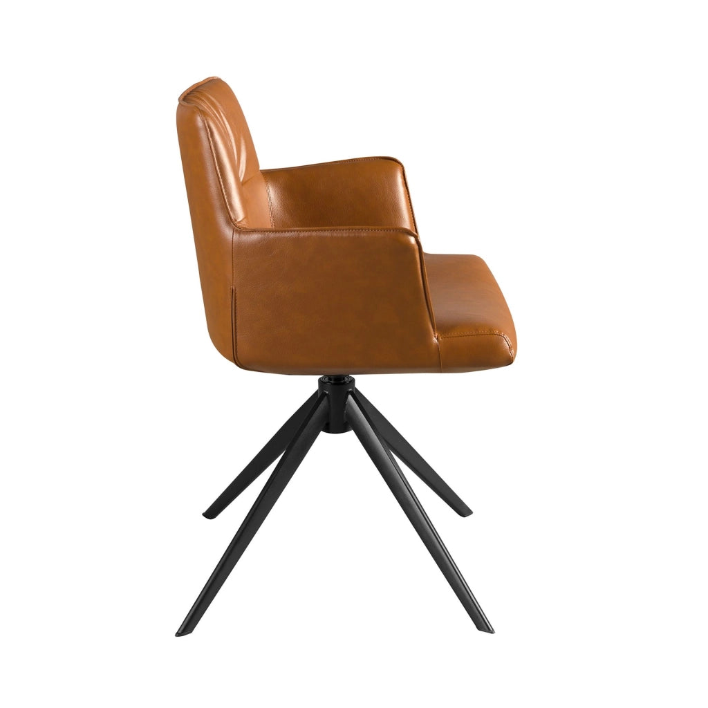 Sedia girevole in similpelle marrone cognac