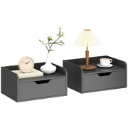 Set di 2 Tavolini da Notte a Parete con Cassetto per Camera da Letto ¨C zephmum ¨C 40x30x19,5 cm Nero