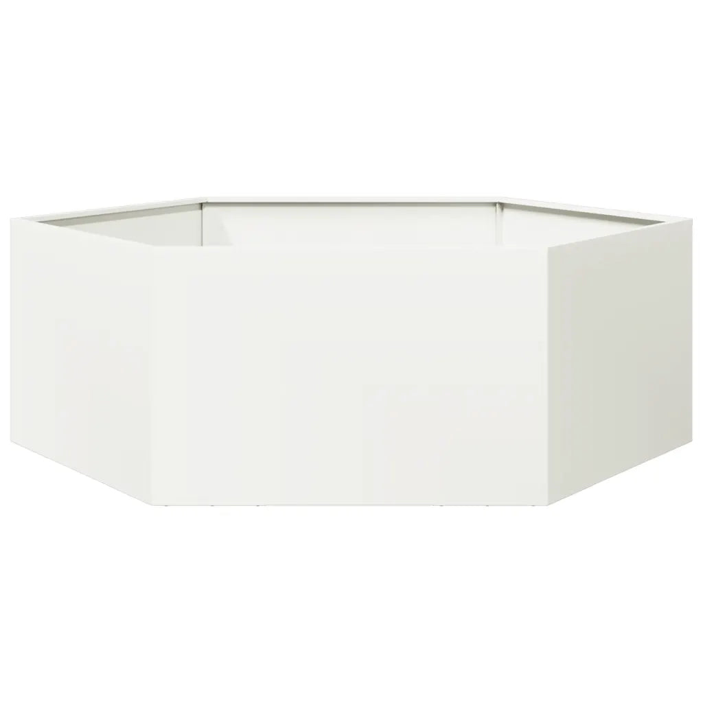 vidaXL Fioriera da Giardino Bianca Esagono 138x120x45 cm in Acciaio