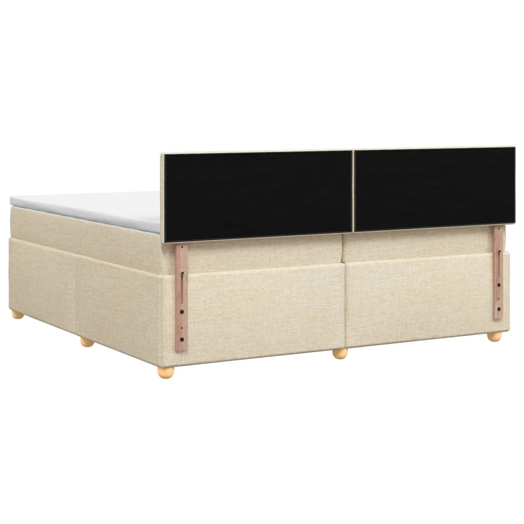 Letto box spring con materasso Crema 200 x 200 cm Tessuto 3452511