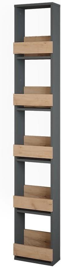 Portabicchieri da vino Repose, Quercia dorata/antracite, 60 x 72 cm, per montaggio a parete con supporti per fino a 8 bicchieri da vino