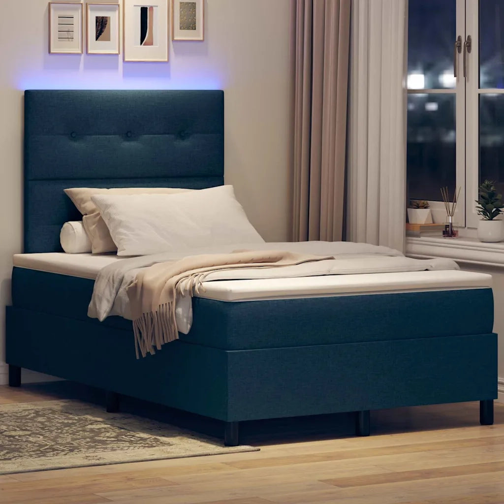 Letto a molle con materasso con led Blu 120 x 190 cm Tessuto