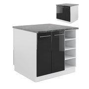 Isola cucina Fame-Line Antracite lucido/Bianco 90 cm senza piano di lavoro Vicco