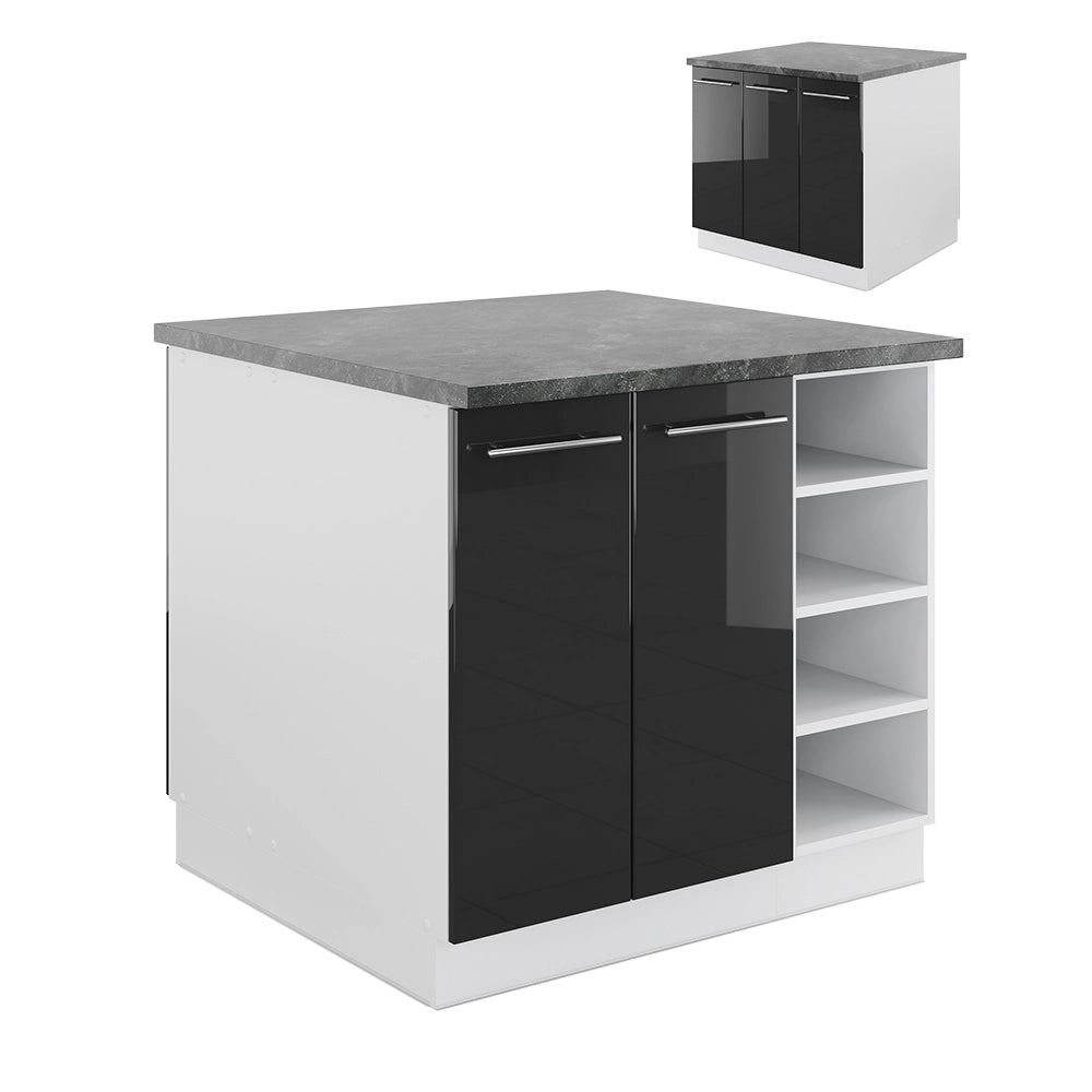 Isola cucina Fame-Line Antracite lucido/Bianco 90 cm senza piano di lavoro Vicco
