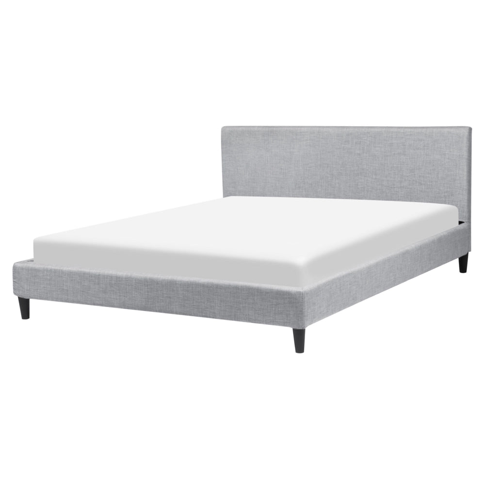 Letto 160 x 200 cm Tessuto a doghe in tessuto grigio contemporaneo