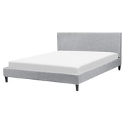 Letto 160 x 200 cm Tessuto a doghe in tessuto grigio contemporaneo