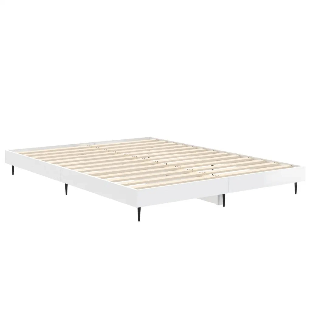 Giroletto-Struttura Letto Bianco Lucido 135x190 cm in Legno Multistrato