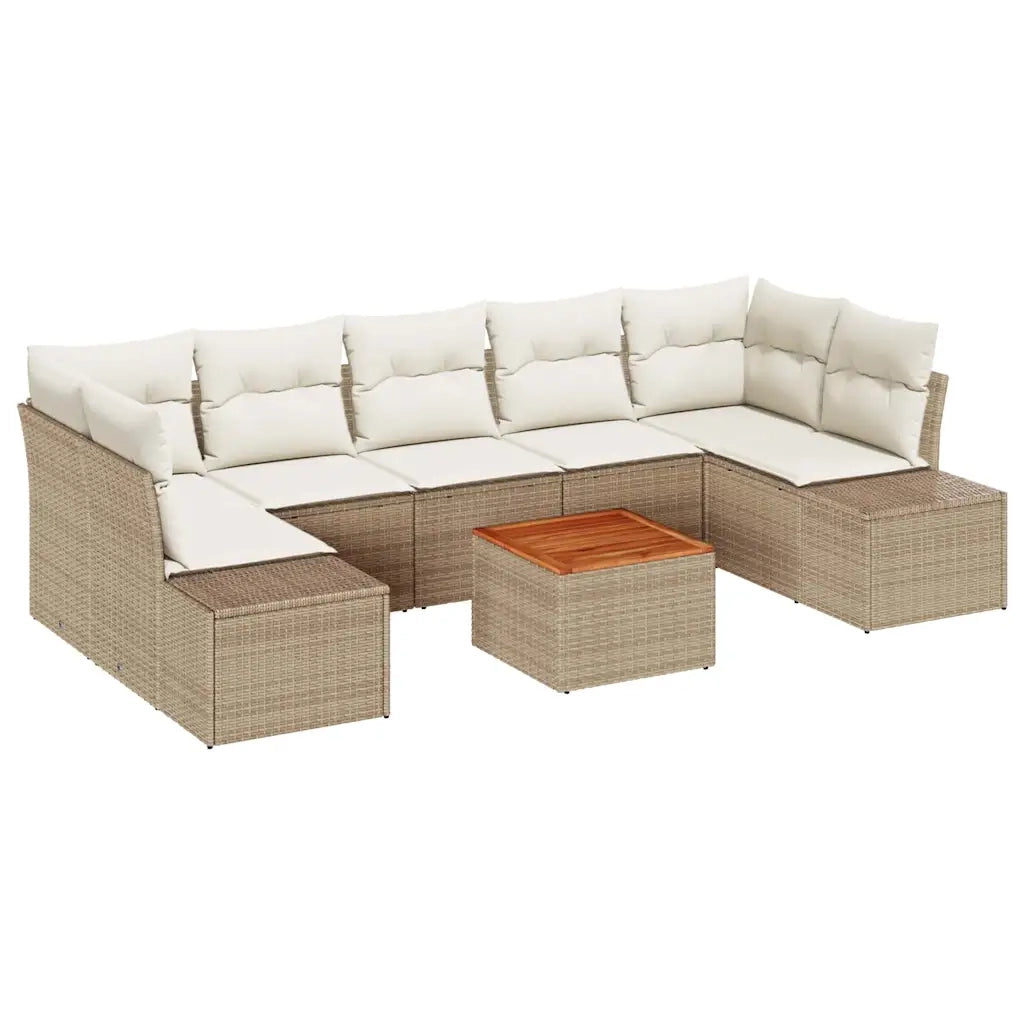 Set Divano da Giardino 8 pcs Beige e Crema polyrattan 3356594