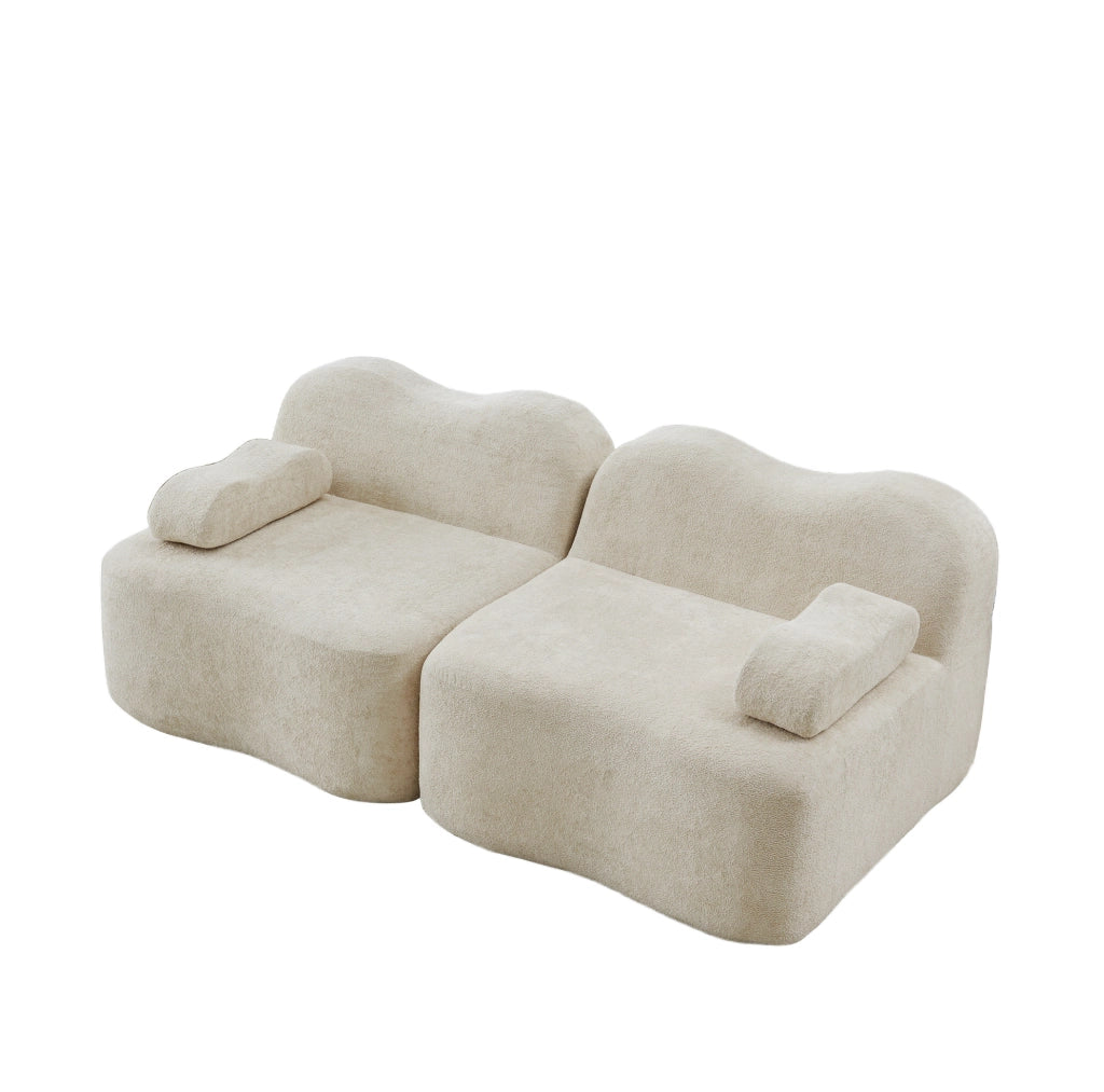 Divano modulare senza struttura in velluto beige