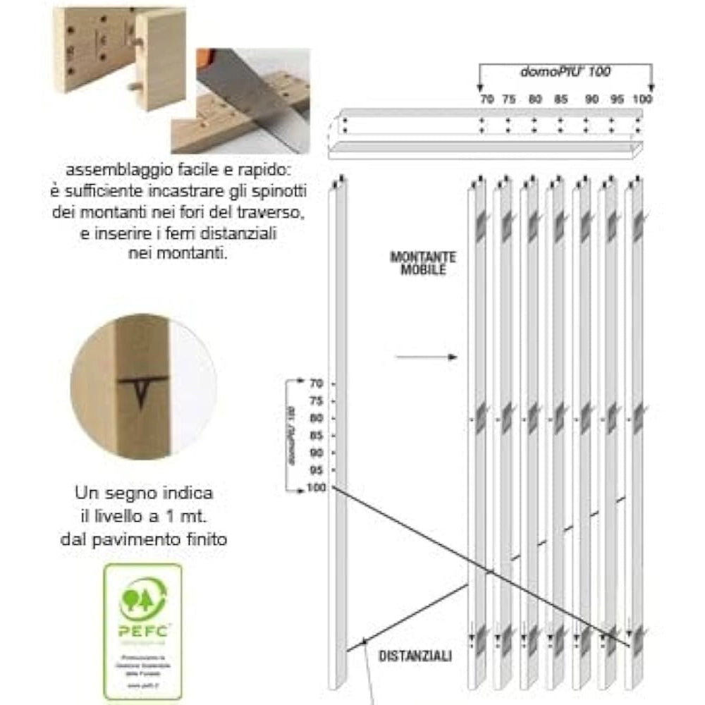Controtelaio abete muratura 200 x 104 cm spessore 10,5 cm