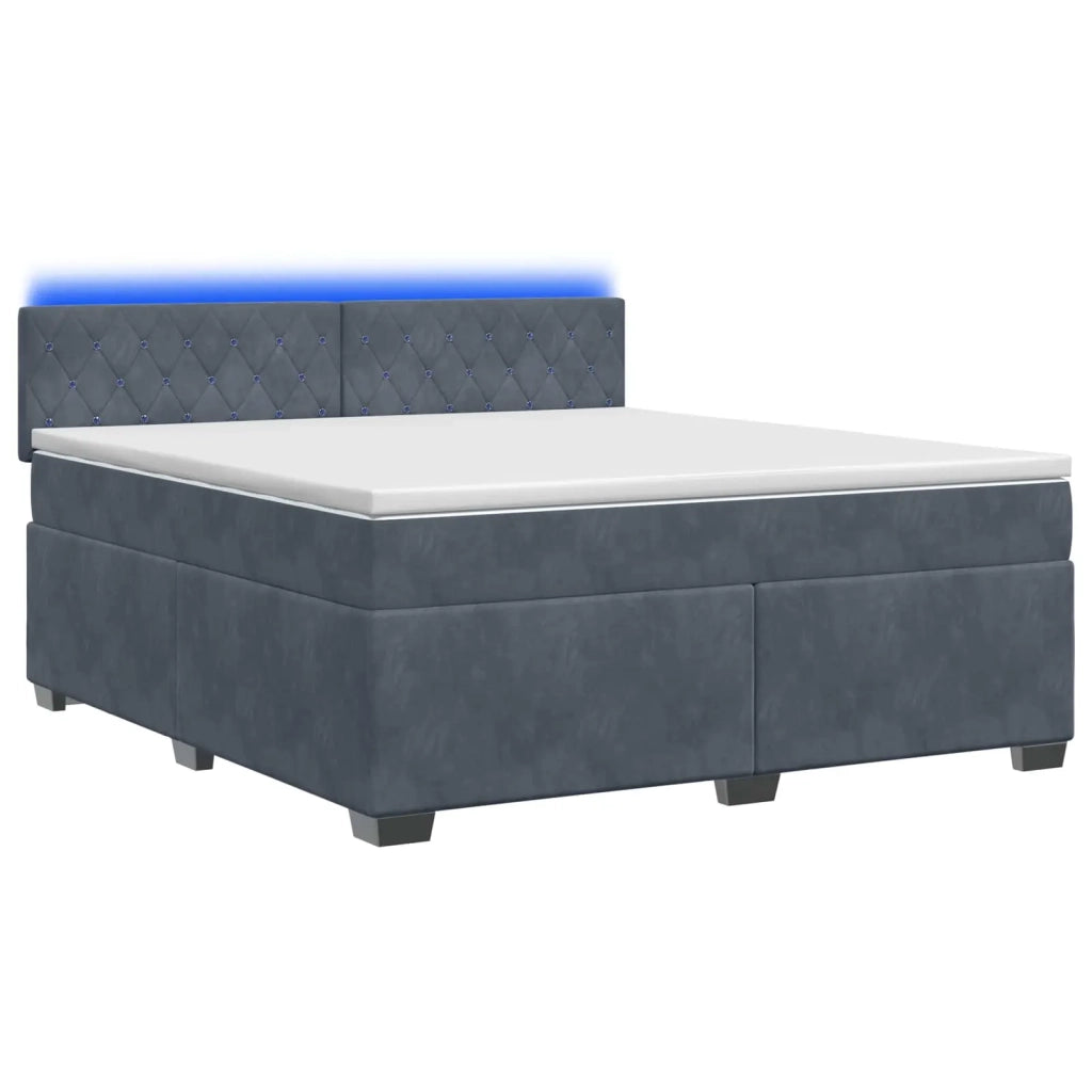 Letto con Box Spring, Materasso e LED Grigio Scuro 140 x 190 cm 3452169