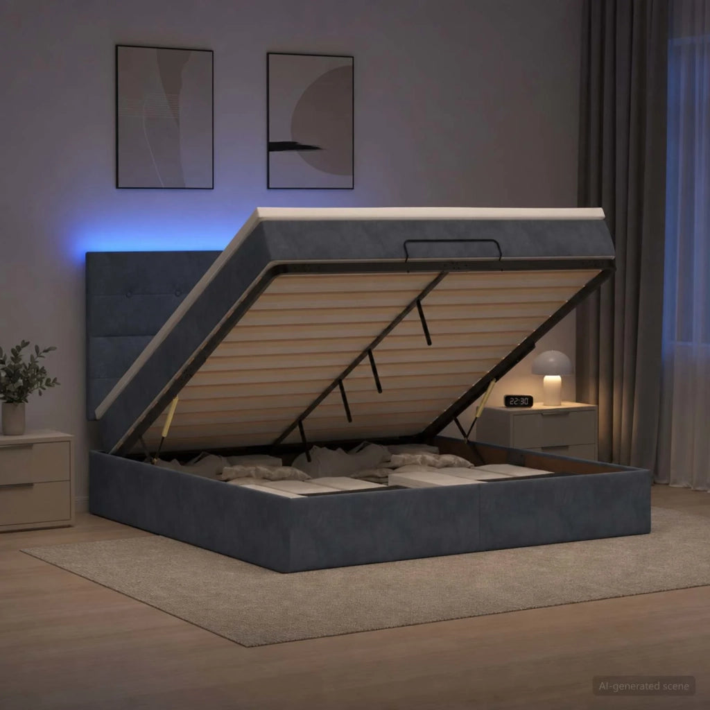 Letto Ottomano con Materasso e LED Grigio Scuro 180 x 200 cm 3458320