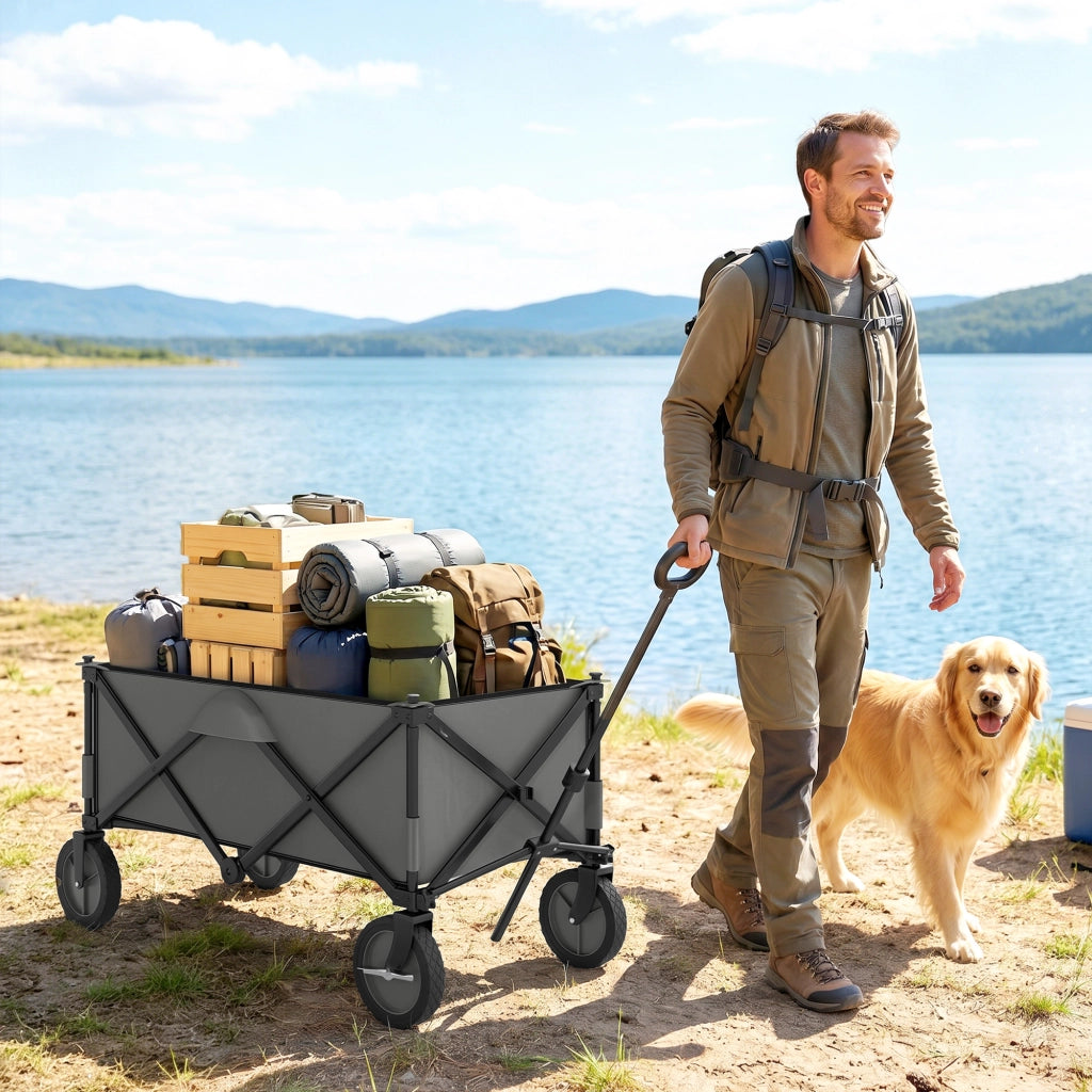 Carrello da giardino pieghevole ¨C zephmum ¨C 100x55x93 cm, acciaio, grigio scuro