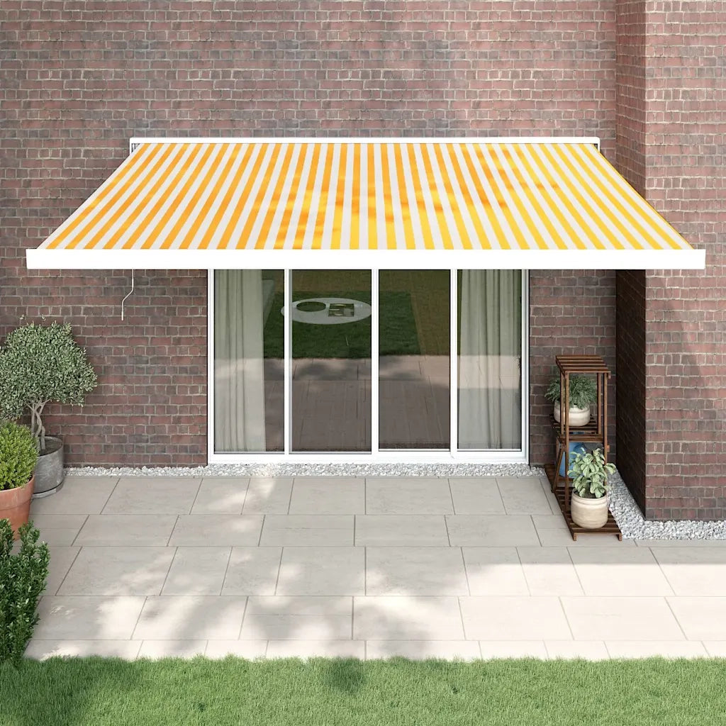 Tenda retrattile Giallo e Bianco 400 × 300 cm Tessuto e Metallo 3154583