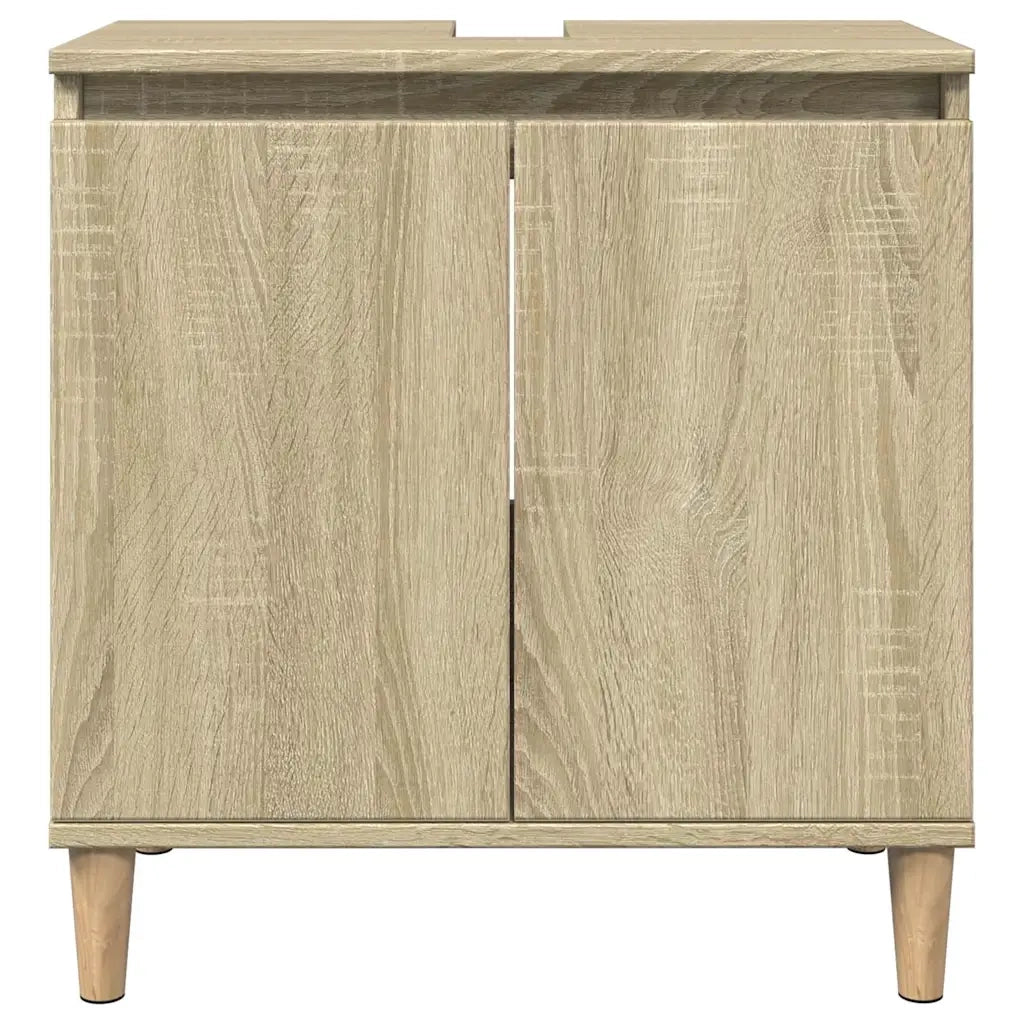 Set Mobili da Bagno 3 pz Rovere Sonoma in Legno Multistrato