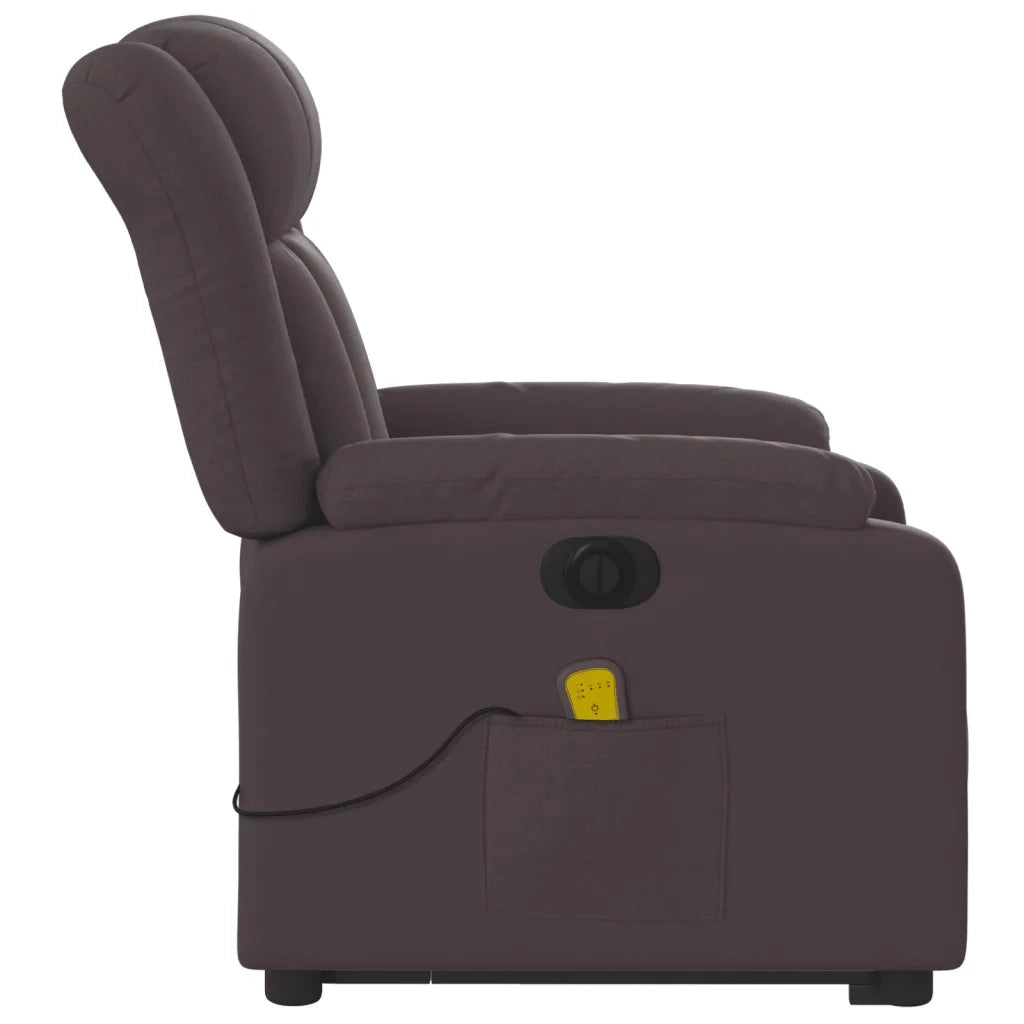 Poltrona Alzapersona Massaggio Elettrica Marrone Scuro Tessuto 3205357