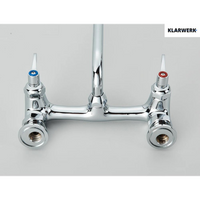 ALEX | rubinetto miscelatore da parete per ristorazione cromato | da cucina professionale in acciaio inox lungo e piatto |ristorante  bocca diritta