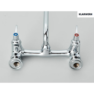 ALEX | rubinetto miscelatore da parete per ristorazione cromato | da cucina professionale in acciaio inox lungo e piatto |ristorante  bocca diritta