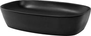Wastafello con accessorio di scarico nero senza overflow 60,5x38,5x14 cm ceramica nera design ML